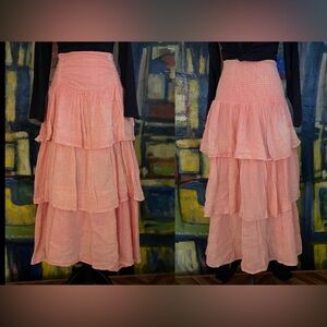 Free people CAN'T STOP THE SPRING tiered maxi skirt size s/p (S/M)